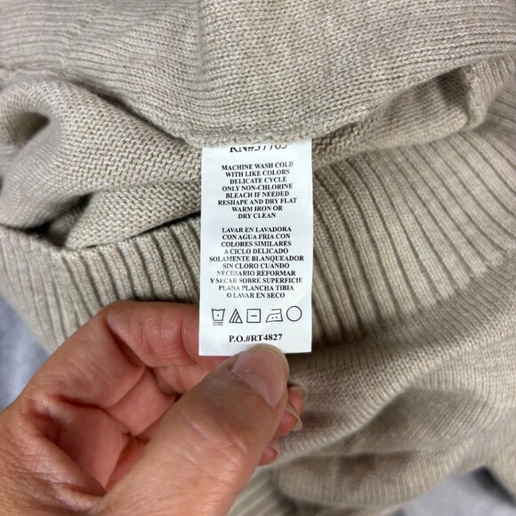 Perry Ellis Full Zip Long Sleeves Beige Sweater Size Large Modern Work Classic - Picture 8 of 9